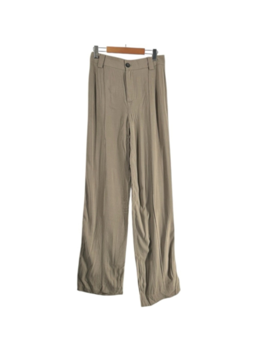 Zara wide leg trousers tan pants luxury career business sz sm